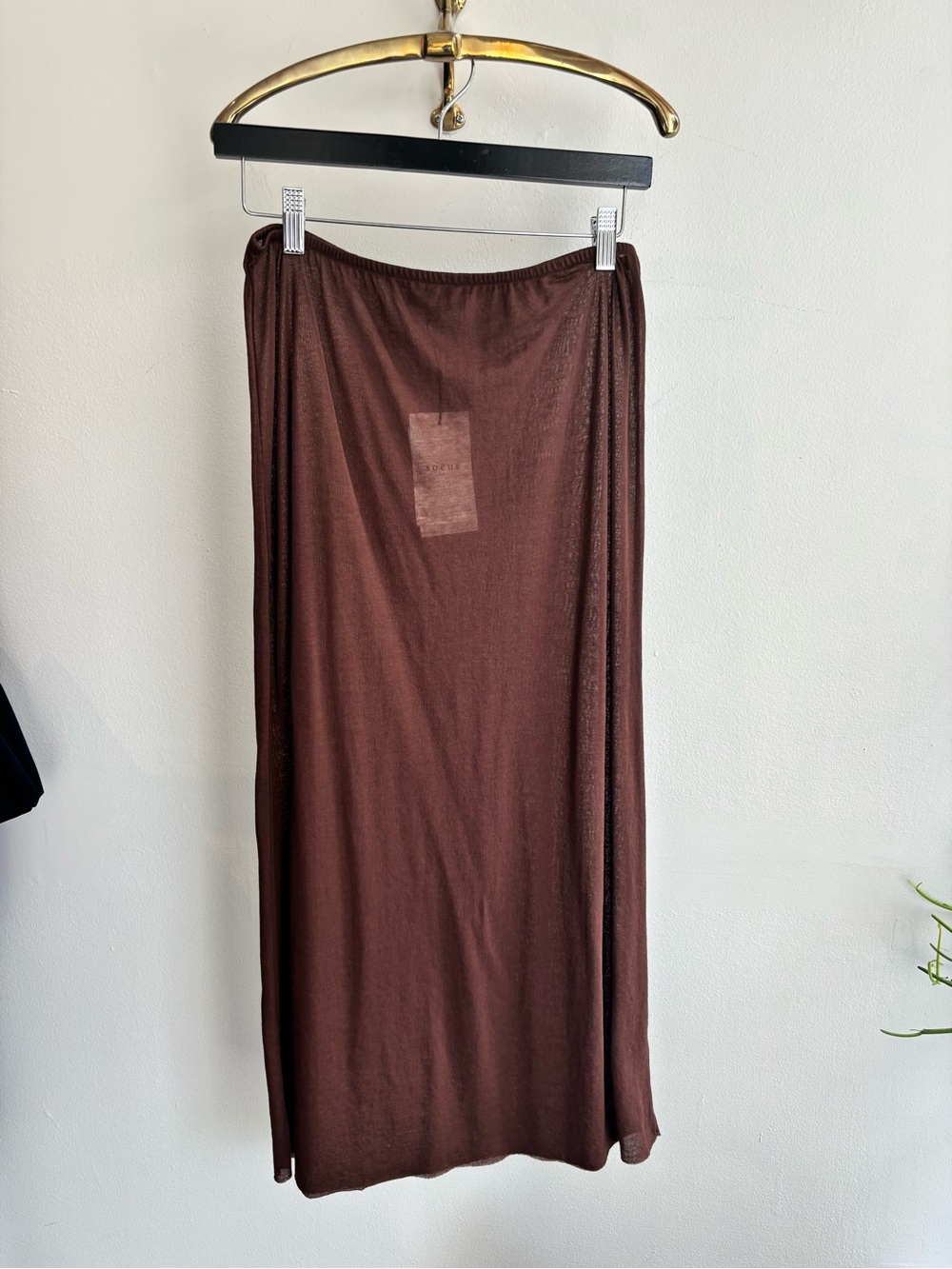 Sheer Brown Maxi Skirt - Sleek Women's Pull-On Skirt